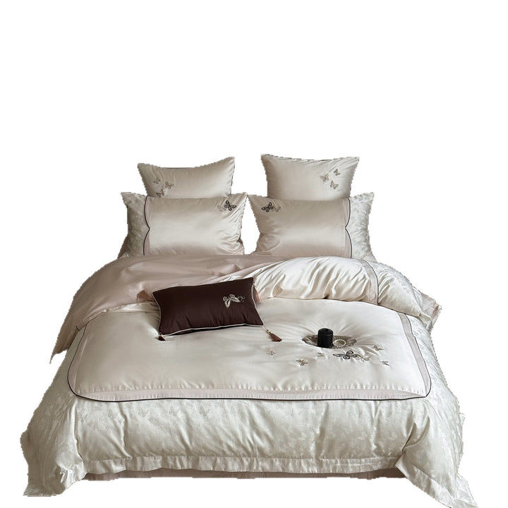 Luxuriös besticktes Satin Bettbezug-Set