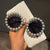 Damen elegante Vintage-Sonnenbrille mit Perlenbesatz Karnz