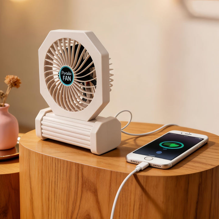 Damen tragbarer Tischventilator mit USB-Anschluss und schwenkbarem Kopf Karnz