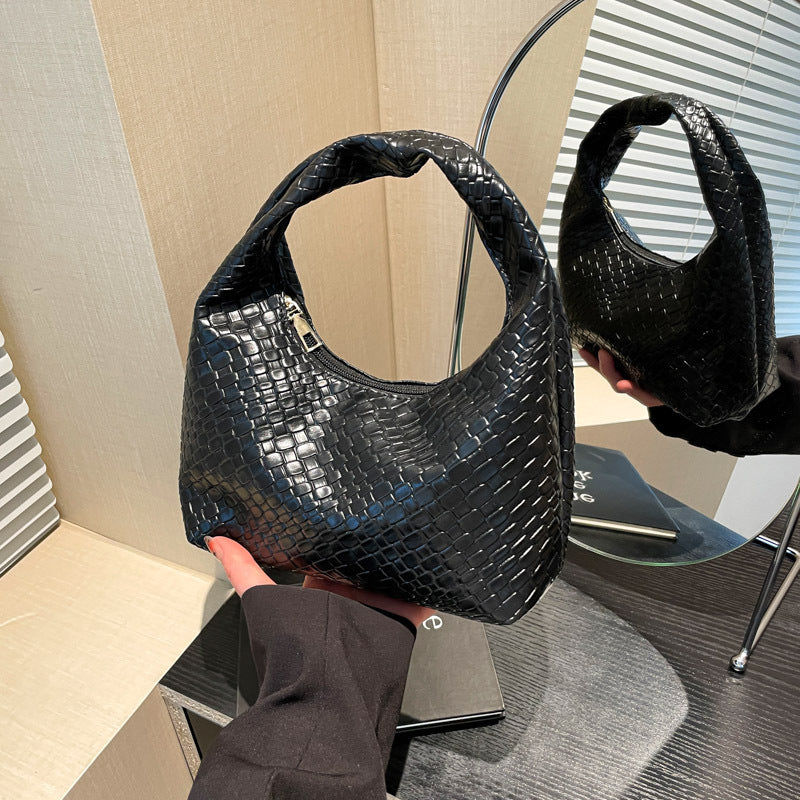 Textured Faux Leder Hobo Tasche Karnz