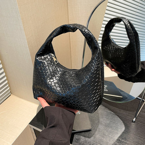 Textured Faux Leder Hobo Tasche Karnz