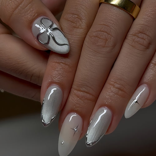 Elegante Stiletto Press-On Nagelkunst mit glänzendem Finish Karnz