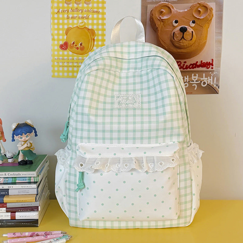 Stylische Gingham-Print Freizeit Rucksack Karnz