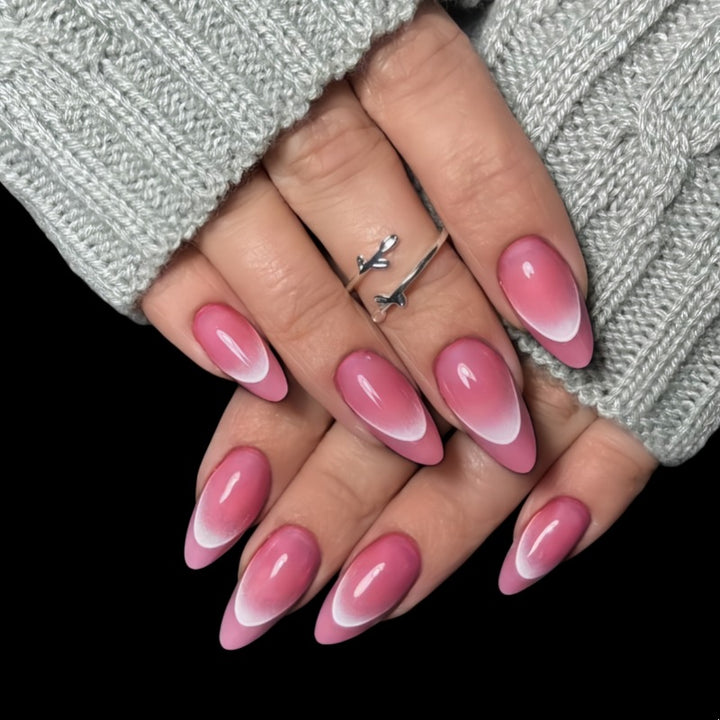 Elegante mandelförmige Press-On-Nagelset Karnz