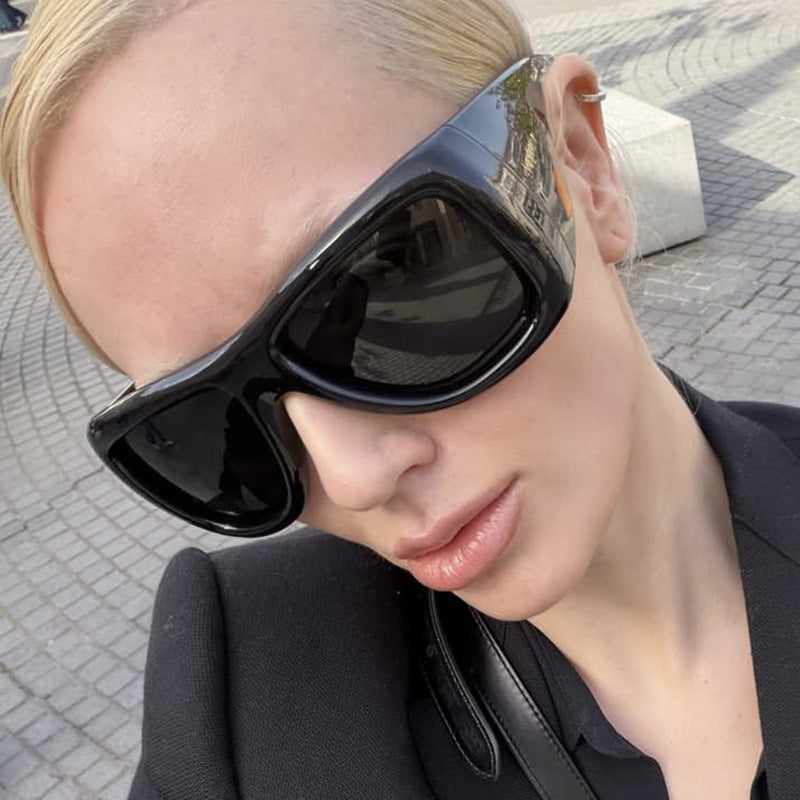 Damen trendige oversized Sonnenbrille mit markantem Schildpatt-Design Karnz