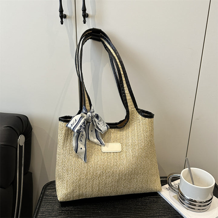 Texturierte Gewebe-Tote-Tasche mit elegantem Schleifen-Karnz