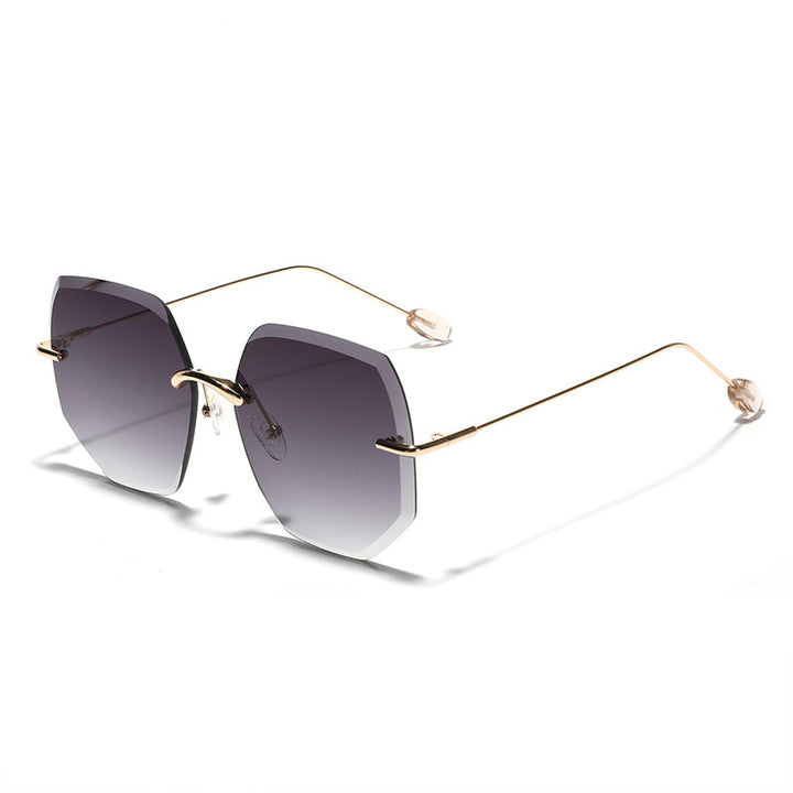 Damen geometrische Sonnenbrille mit hochwertigem Goldrahmen Karnz