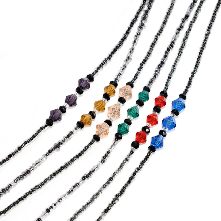 Elegante lila Perlen Brille Kette Karnz