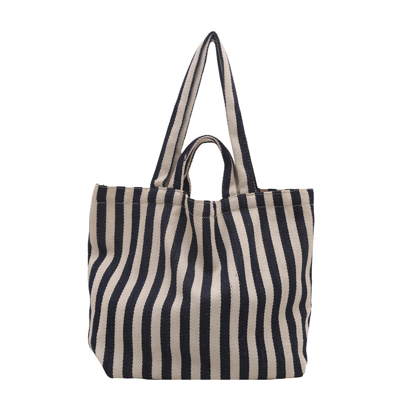 Langlebige gestreifte Canvas Strandtasche
