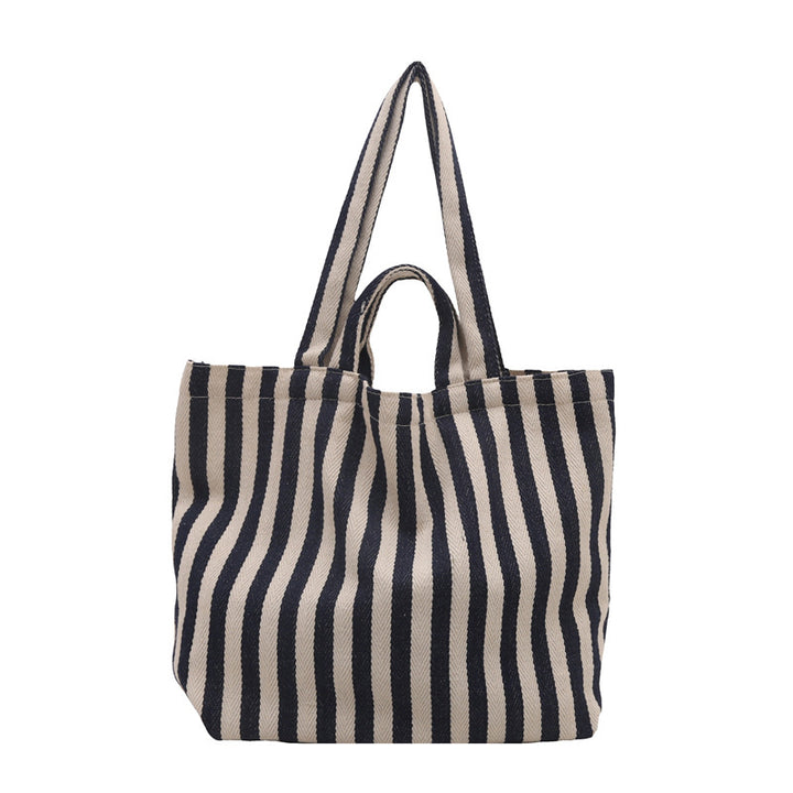 Langlebige gestreifte Canvas Strandtasche
