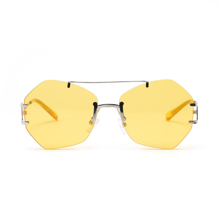 Damen modische achtkantige Sonnenbrille mit filigranem Metallrahmen Karnz