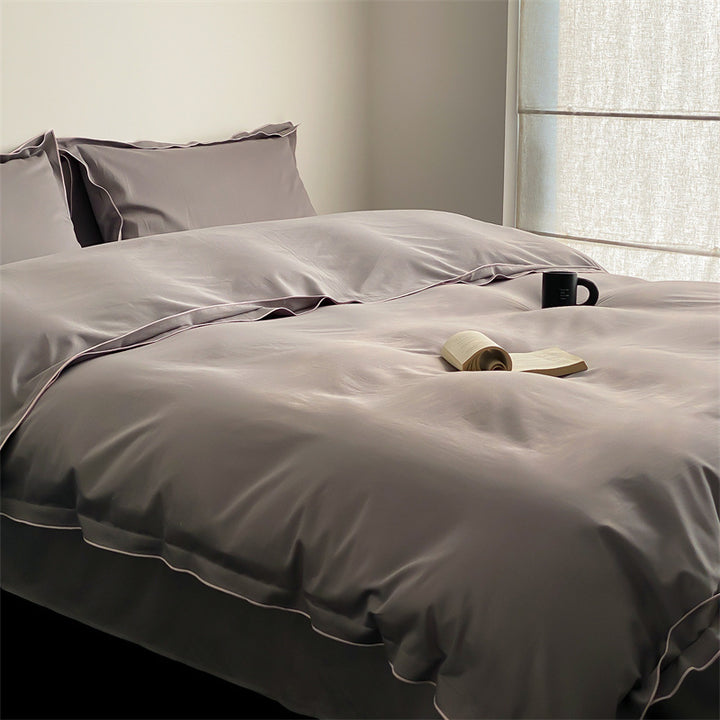 Luxuriöses Bettwäsche-Set aus Satin-Mikrofaser mit feiner Paspelierung