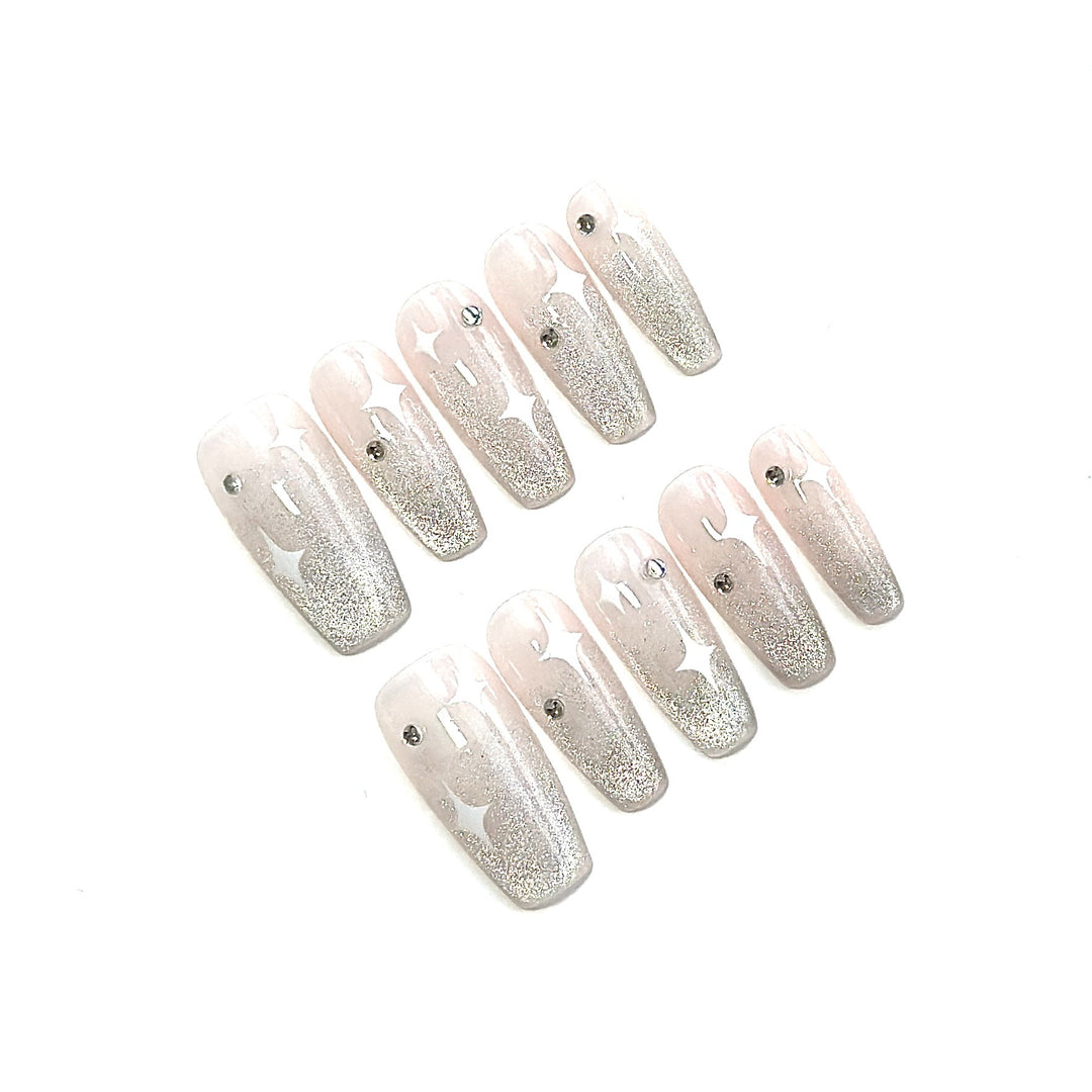 Glitzer Ombre Druck-Nagelkunstset