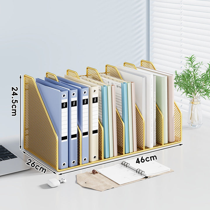 Mesh Desktop Vertical File and Folder Organizer Rack mit breiten Fächern und rutschfestem Sockel