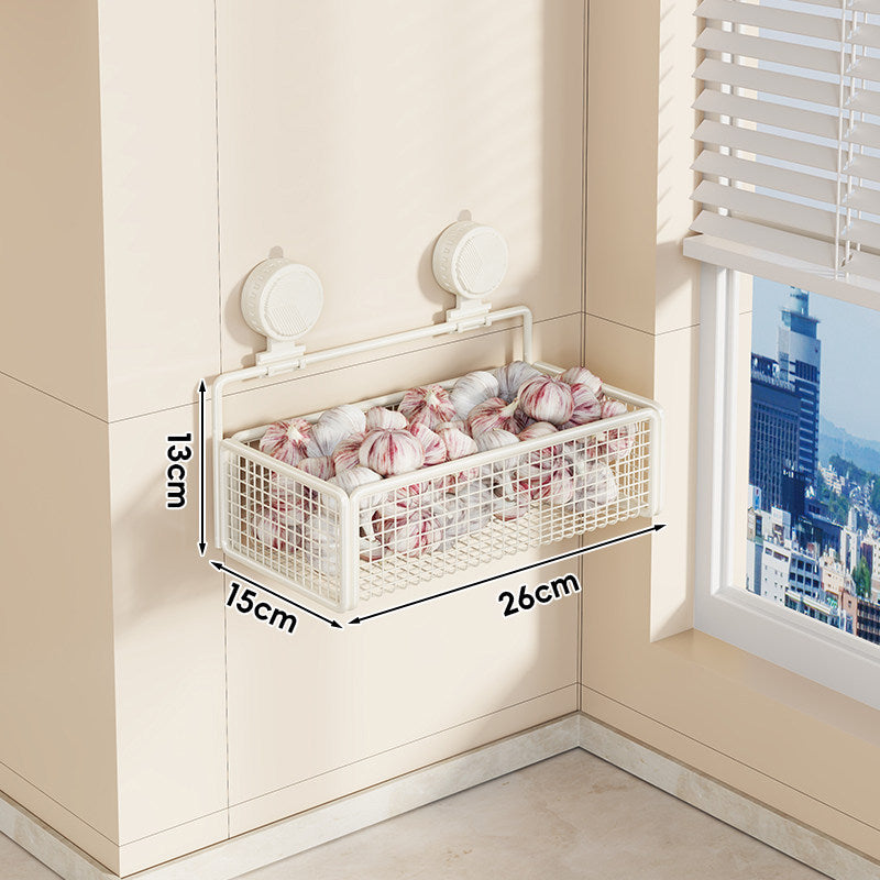 Wandmontierte Saugnetz-Obstlagerschalen-Set mit doppelt verstellbarem Regal