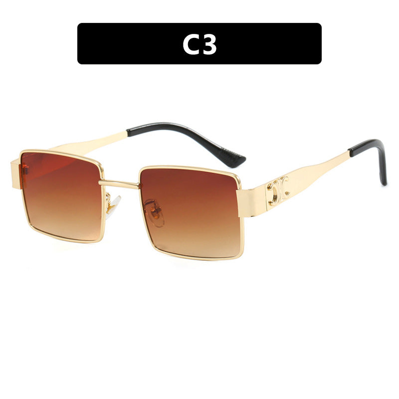 Damen modische rechteckige Sonnenbrille mit hochwertigem Metallrahmen und polarisierenden Gläsern Karnz