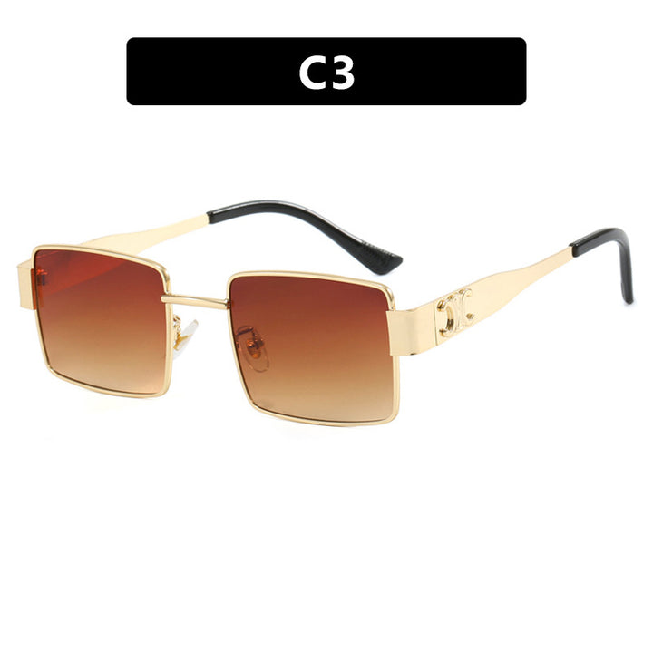 Damen modische rechteckige Sonnenbrille mit hochwertigem Metallrahmen und polarisierenden Gläsern Karnz