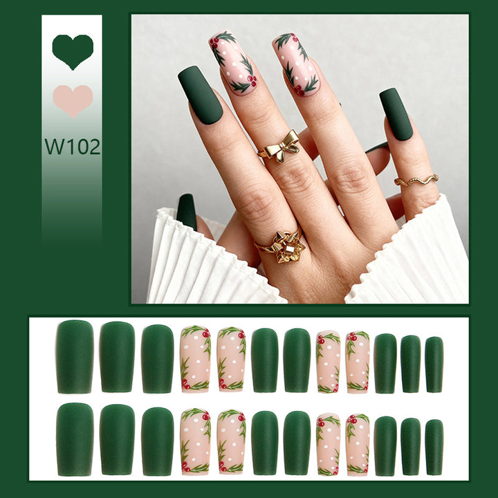 Kunstnagelset mit festlichem Weihnachtsdesign und eleganten 3D-Verzierungen Karnz