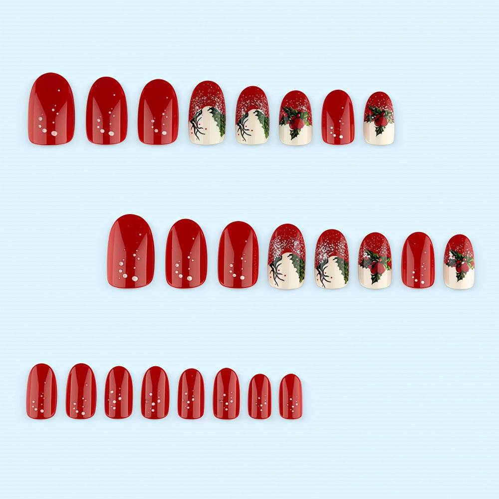 Weihnachtskunstnägel mit festlichem Glitzermuster und Weihnachtsmotiven Karnz