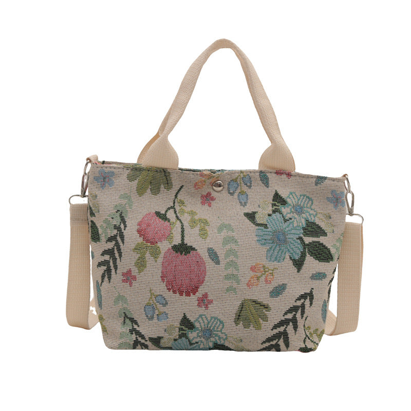 Niedliche Erdbeer-Print-Canvas-Shopper-Tasche