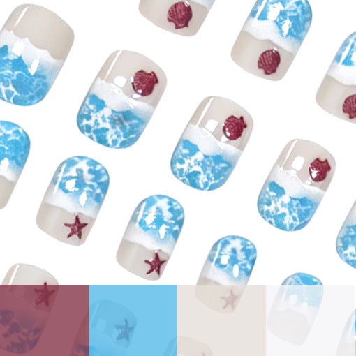 Küsten-Ozean-inspirierte Nagelkunst Karnz
