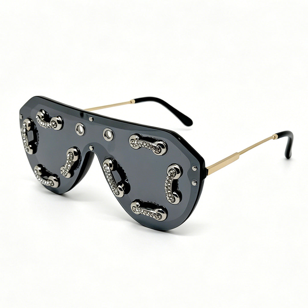 Damen extravagante Designer-Sonnenbrille mit funkelnden Akzenten Karnz