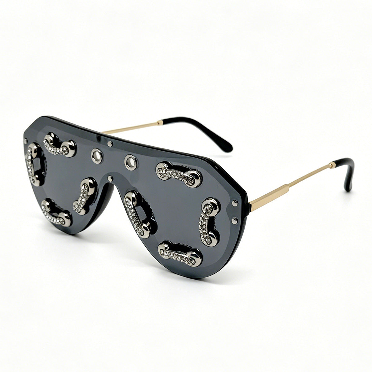 Damen extravagante Designer-Sonnenbrille mit funkelnden Akzenten Karnz