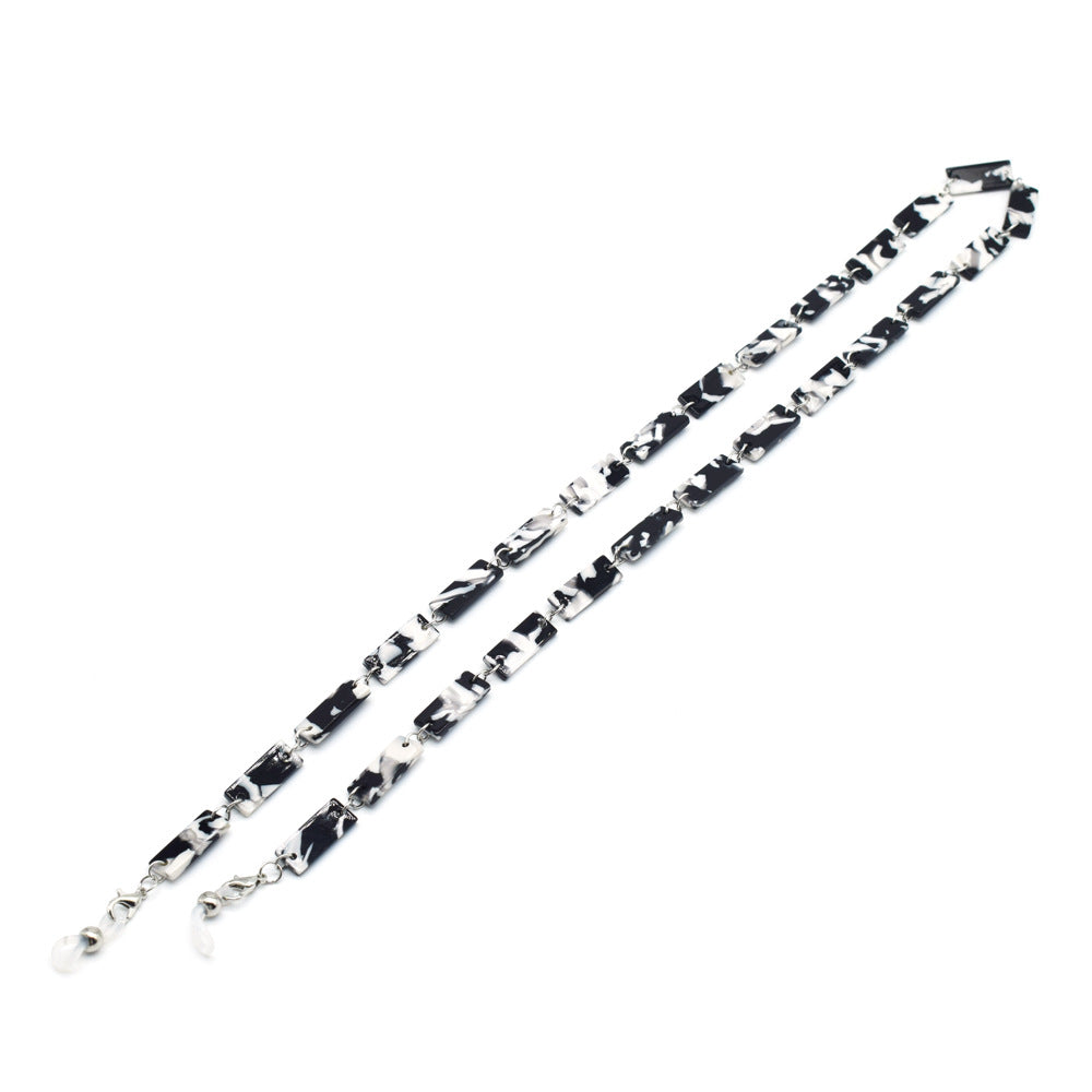 Stylische Schildpatt-Muster Brille Kette Karnz