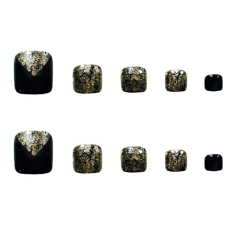 Glamourös Glitter-Enhance Press-On Fußnagelset