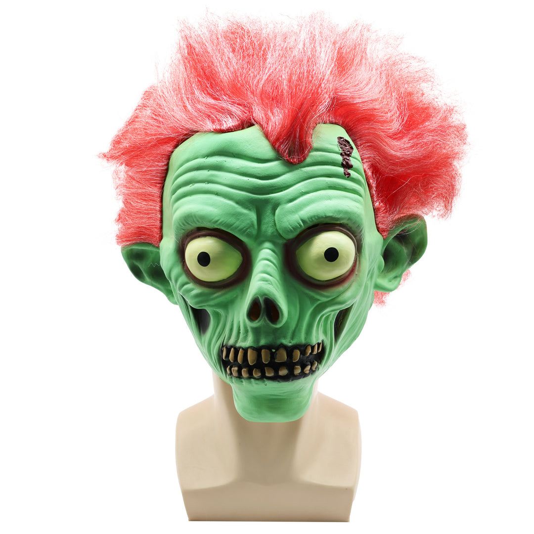 Realistische Latex-Halloweenmaske mit integrierter Kunsthaar-Perücke und verstellbarem Nackenband
