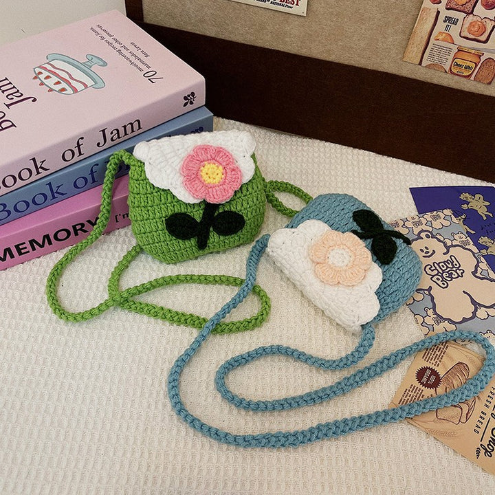 Blumenmuster Häkel Mini Tasche