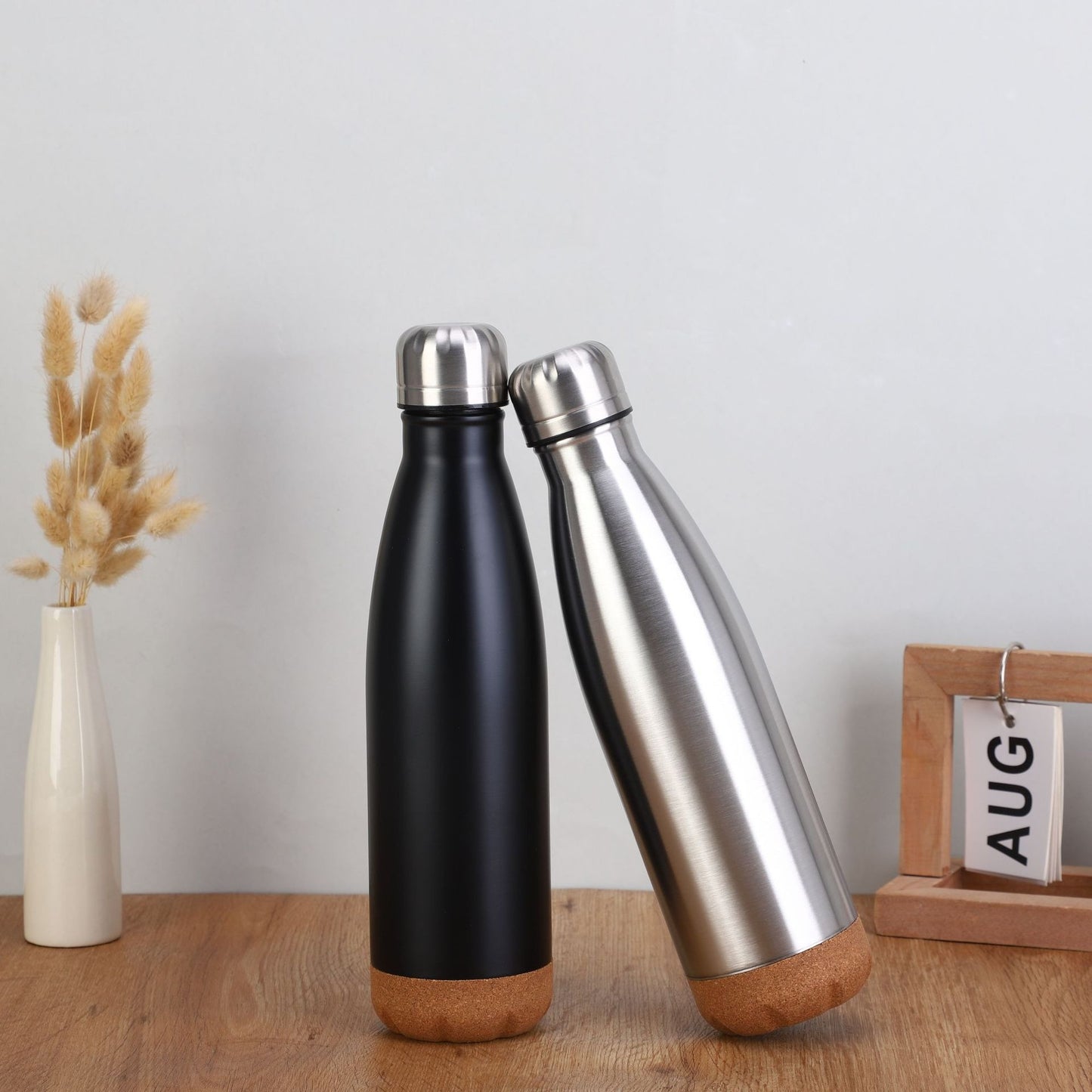 Damen stilvolle Edelstahl Isolierflasche mit Korkboden Karnz