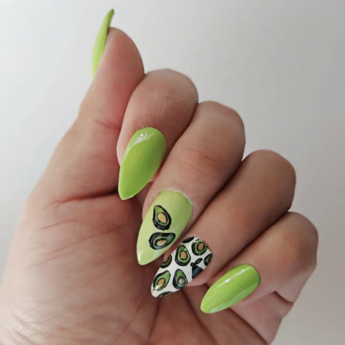 Avocado-Themen Press-On Nägel Karnz