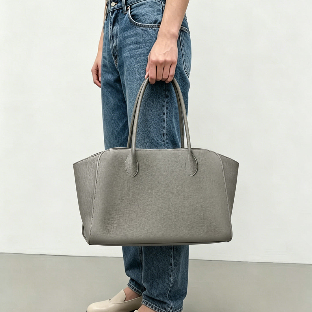 Strukturiert große Leder-Tote-Handtasche mit doppelten oberen Griffen