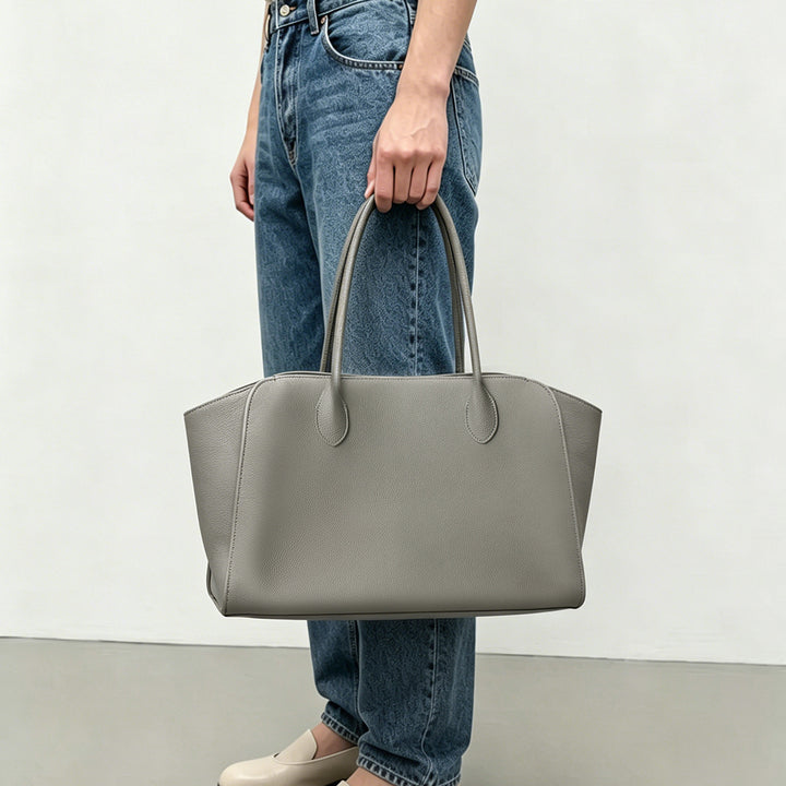 Strukturiert große Leder-Tote-Handtasche mit doppelten oberen Griffen