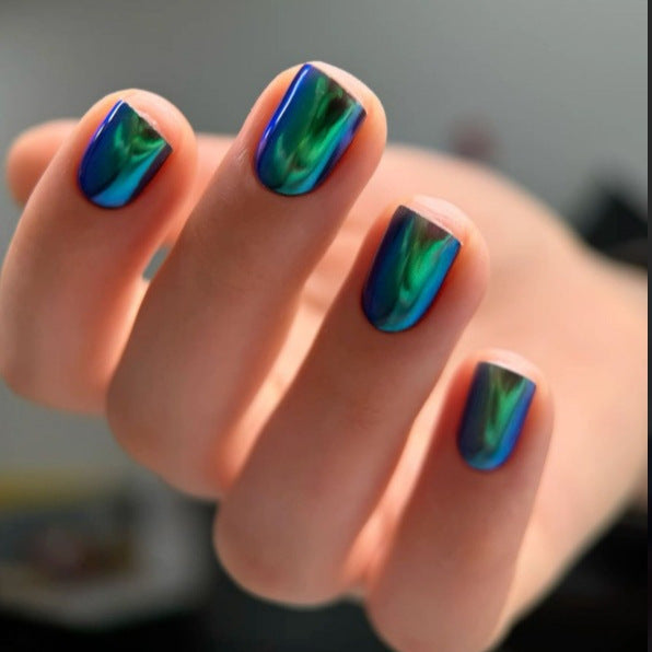 Iridescent Marmor Effekt Press-On Nägel Karnz