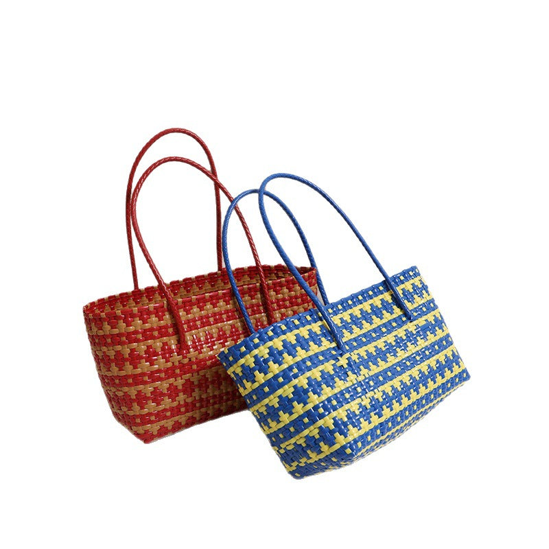 Damen Korbtasche mit farbenfrohem Flechtdesign Karnz