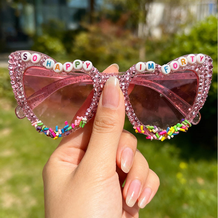Dekorative Katzenaugen-Sonnenbrille mit Rhinestones Karnz