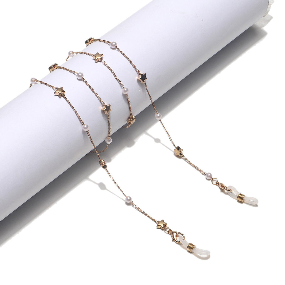 Eleganter herzförmiger Perlenkette Brillenhalter Karnz