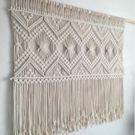 Makramee Wandteppich mit elegantem Fransen Karnz 1789210867