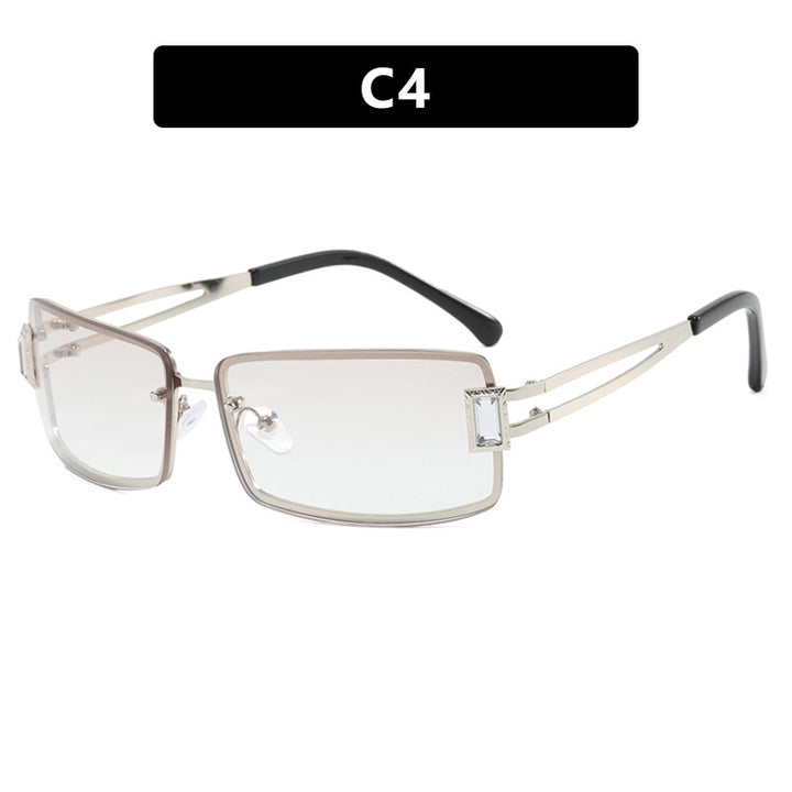 Damen stilvolle Sonnenbrille mit eleganten trapezförmigen Gläsern und filigranem Metallrahmen Karnz