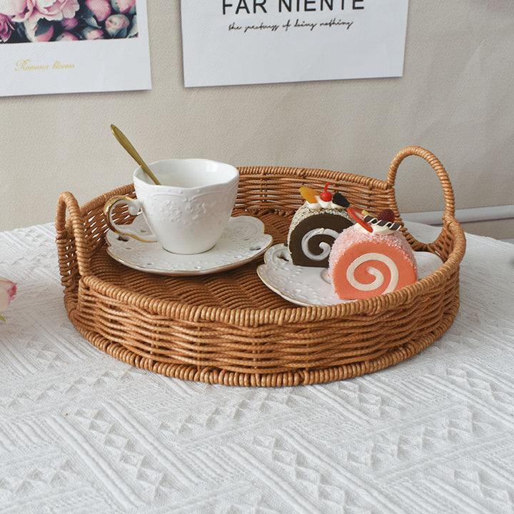 Runder Rattan Servierblech Karnz