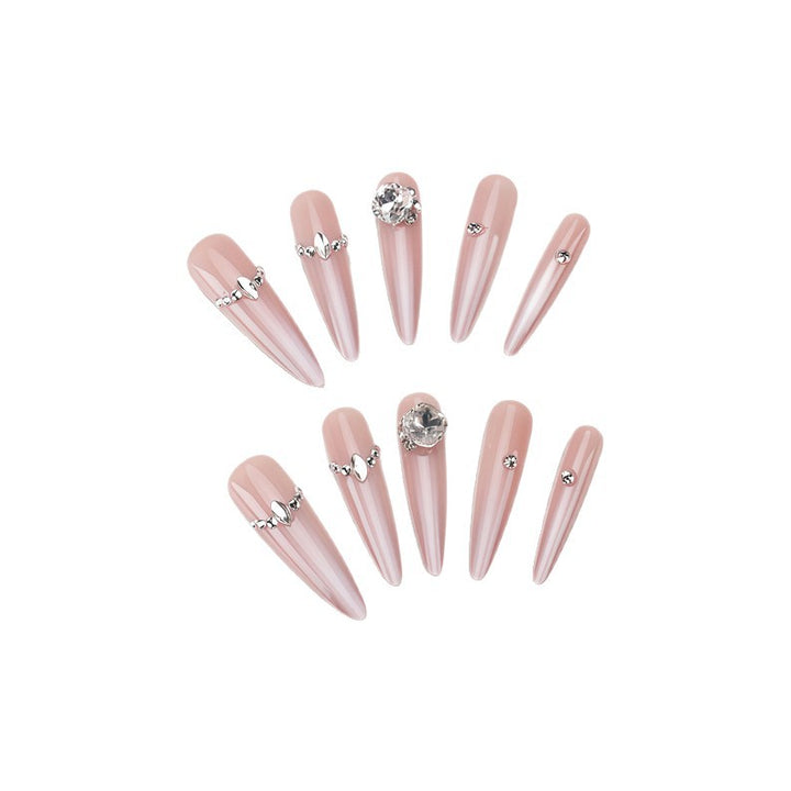 Glamouröse mit Strass verzierte Stiletto Press-On Nägel Karnz