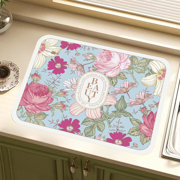 Vintage Floral Design Küchenmatte