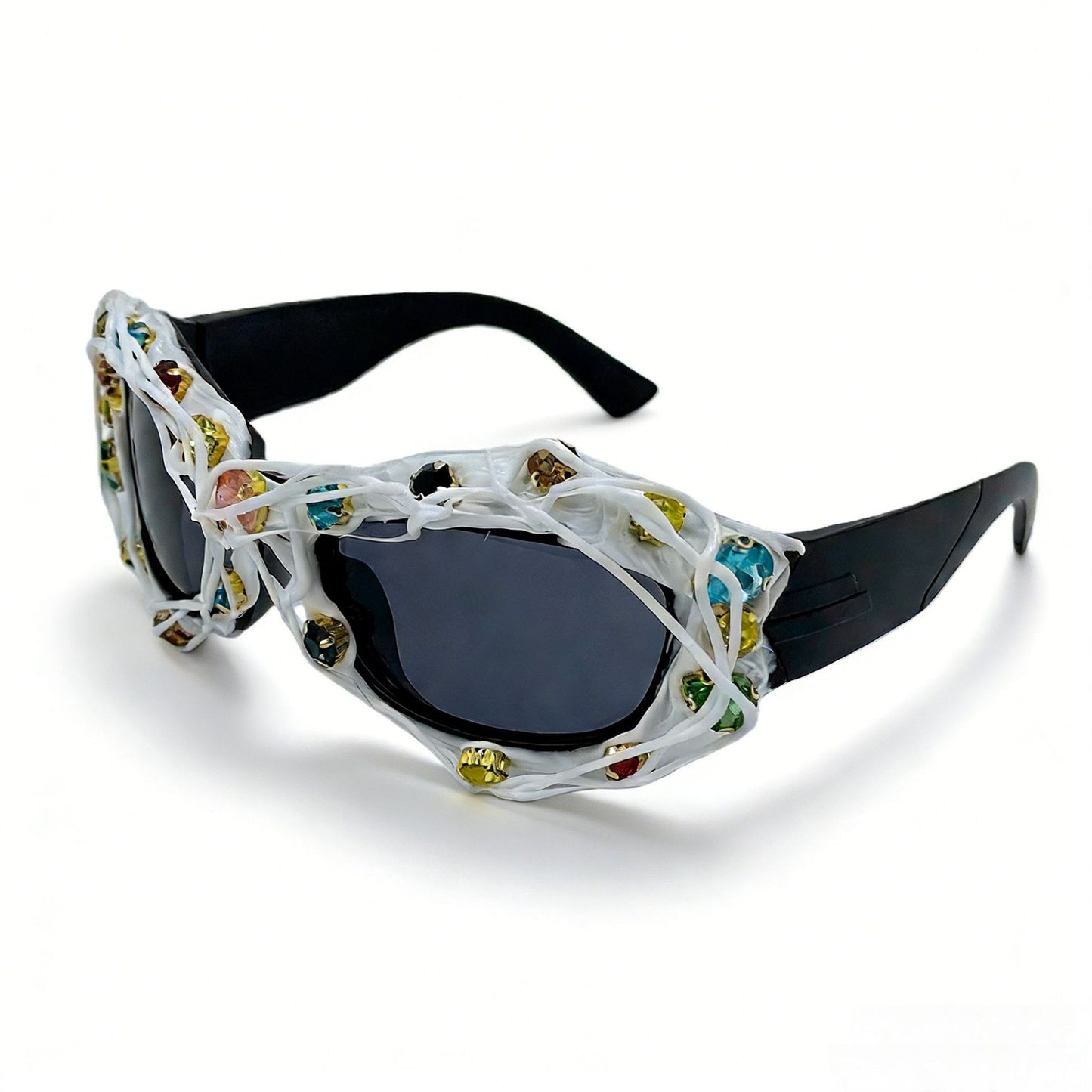 Damen auffällige Designer-Sonnenbrille mit Strass-Applikationen Karnz