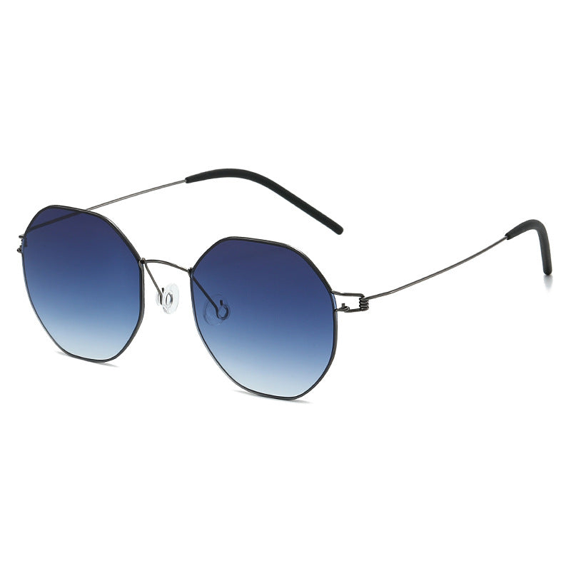 Damen geometrische Sonnenbrille mit hochwertigem Metallrahmen und verspiegelten Gläsern Karnz