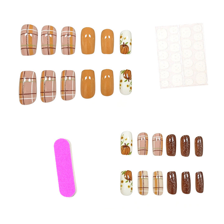 Festliches von Kürbissen inspiriertes Nagelkunstset Karnz