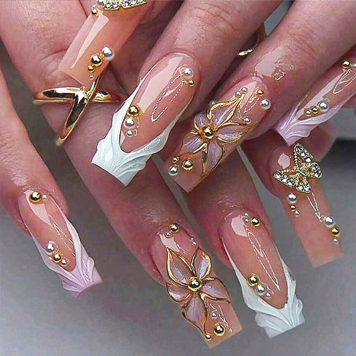 Gourmet Floral Künstlerische Press-On Nagelspitzen Karnz
