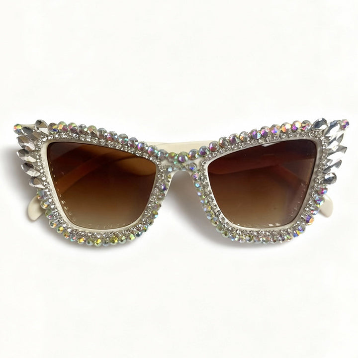 Rhinestone-betonte Katzenaugen-Sonnenbrille Karnz