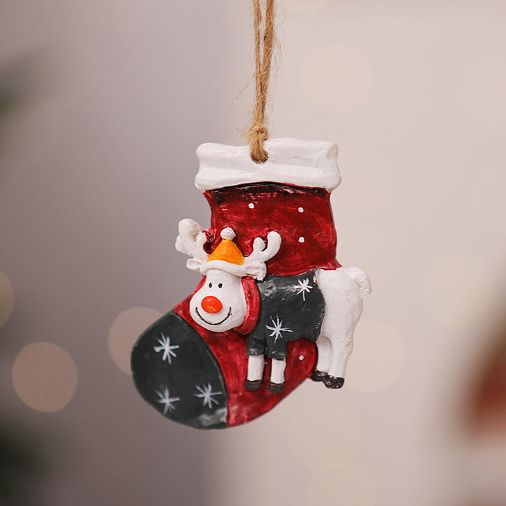Dekorativer Weihnachtsstrumpf mit Rentiermotiv Karnz